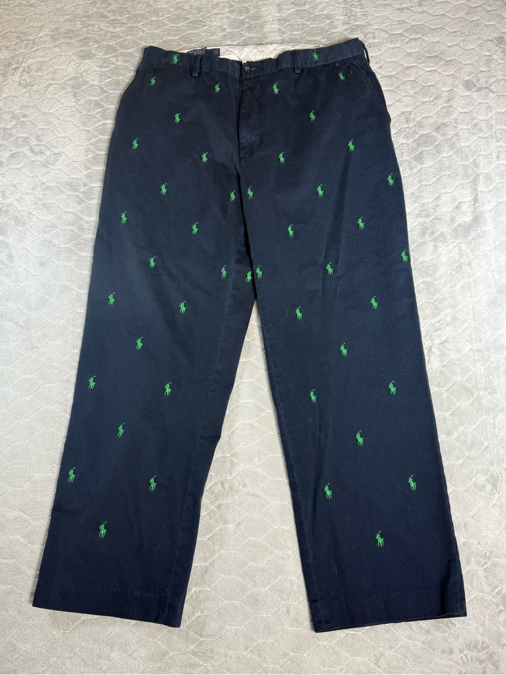 Vintage Polo Ralph Lauren Chinos 36x30 Fit 36x29 AOP Pony Singapore Navy Cotton